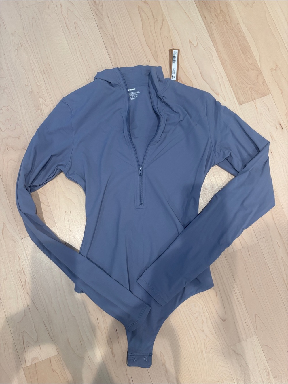 SKIMS Slate Blue Long-Sleeve Zip Bodysuit